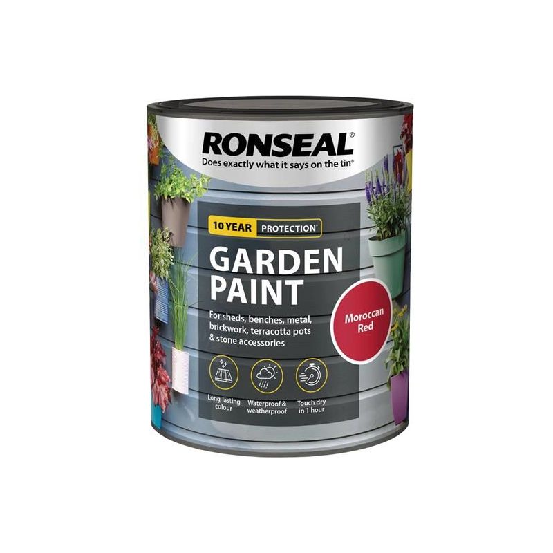 Ronseal Garden Paint Moroccan Red 750ml Ronseal - RockBottom Nothampton
