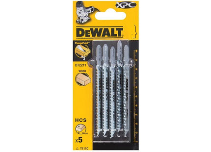 Dewalt Power Tools XPC HCS Wood Jigsaw Blades Pack of 5 T111C DeWALT Power Tools - RockBottom Northampton