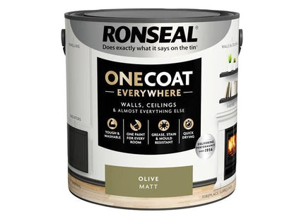 Ronseal One Coat Everywhere Interior Paint Olive Matt 2.5 litre Ronseal - RockBottom Nothampton