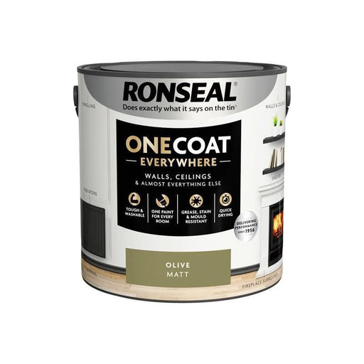 Ronseal One Coat Everywhere Interior Paint Olive Matt 2.5 litre Ronseal - RockBottom Nothampton