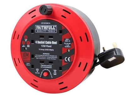 Faithfull Power Plus Cable Reel 240V 10A 4-Socket 10m Faithfull Power Plus - RockBottom Northampton