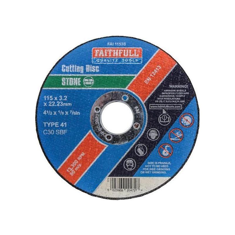 Faithfull Stone Cut Off Disc 115 x 3.2 x 22.23mm Faithfull - RockBottom Northampton