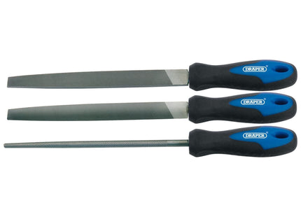 Draper Soft Grip Engineer's File Set, 200mm (3 Piece) 44963 Draper - Town Tools 