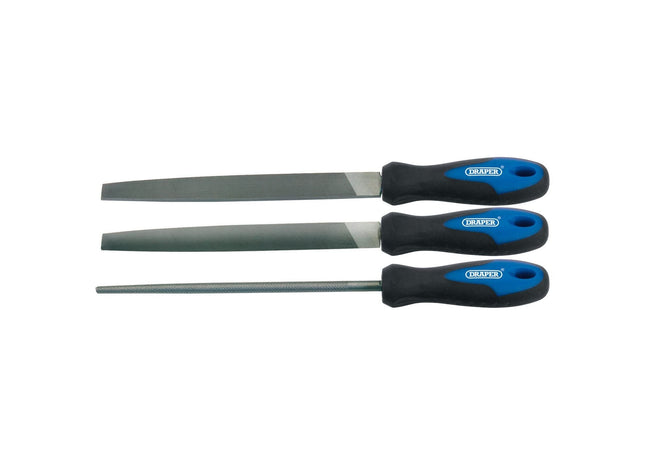 Draper Soft Grip Engineer's File Set, 200mm (3 Piece) 44963 Draper - Town Tools 