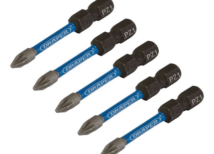 Draper Expert PZ-Type Impact Screwdriver Bits, No.1 x 50mm, 1/4" Hex (Pack of 5) Draper - Town Tools 