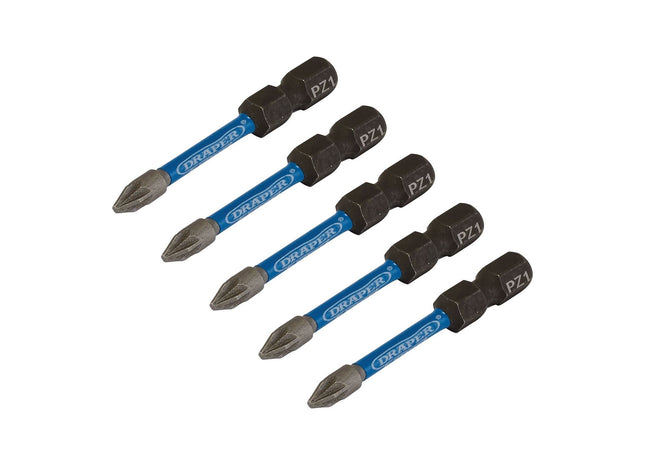 Draper Expert PZ-Type Impact Screwdriver Bits, No.1 x 50mm, 1/4" Hex (Pack of 5) Draper - Town Tools 