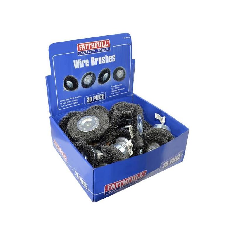 Faithfull Wire Brush Assortment 20 Piece Faithfull - RockBottom Northampton