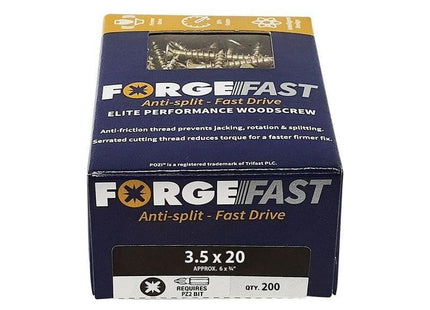 Forgefix ForgeFast Pozi Compatible Elite Performance Wood Screw ZY 3.5 x 20mm Box 200 ForgeFix - RockBottom Northampton