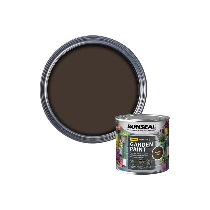 Ronseal Garden Paint English Oak 250ml Ronseal - RockBottom Nothampton