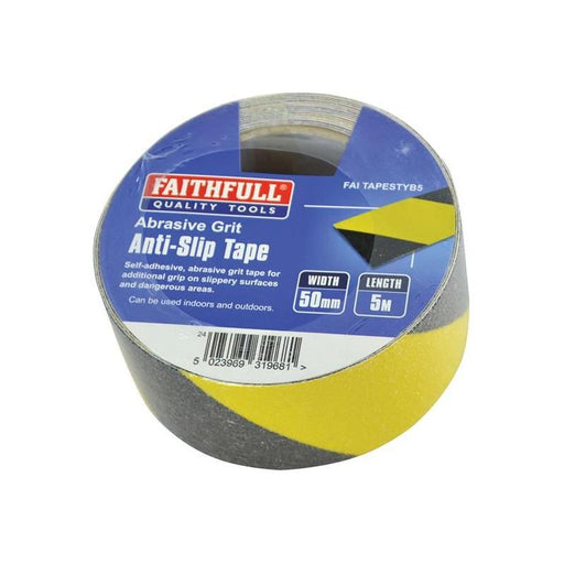 Faithfull Anti-Slip Tape 50mm x 5m Black & Yellow Hazard Faithfull - RockBottom Northampton