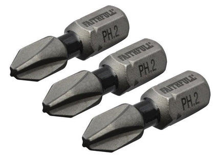 Faithfull Phillips Impact Screwdriver Bits PH2 x 25mm (Pack 3) Faithfull - RockBottom Northampton