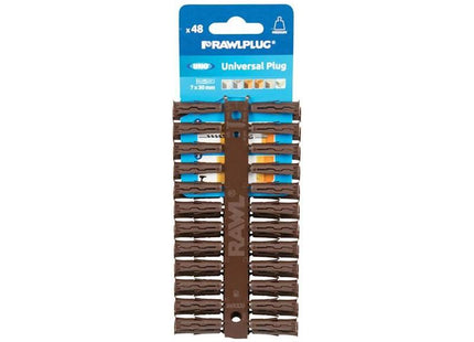 Rawlplug Brown UNO® Plugs 7 x 30mm (Card 48) Rawlplug - RockBottom Nothampton