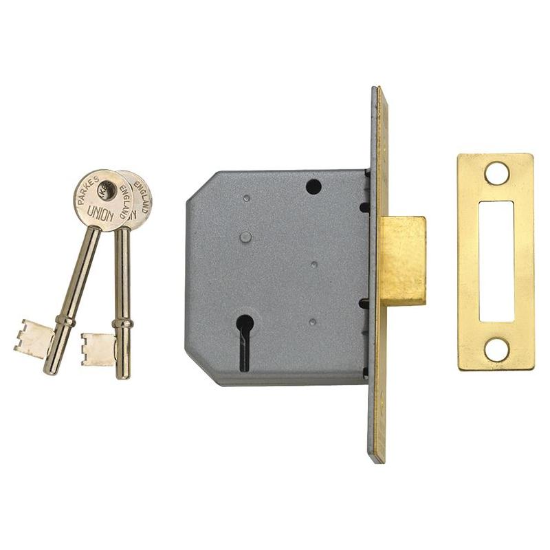 Union 2177 3 Lever Mortice Deadlock Satin Chrome 65mm 2.5in Box UNION - RockBottom Northampton