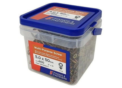 Forgefix Multi-Purpose Pozi Compatible Screw CSK ST ZYP 5.0 x 50mm Tub 600 ForgeFix - RockBottom Northampton