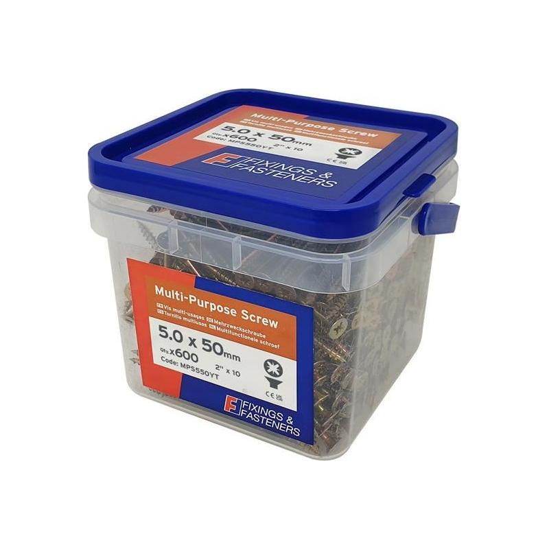 Forgefix Multi-Purpose Pozi Compatible Screw CSK ST ZYP 5.0 x 50mm Tub 600 ForgeFix - RockBottom Northampton