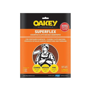 Oakey Superflex Cloth Backed Aluminium Oxide Sheets 230 x 280mm Assorted (3) Oakey - RockBottom Nothampton