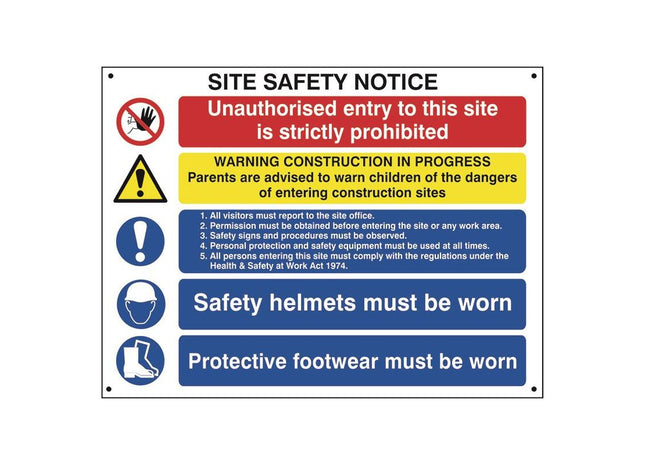 Scan Composite Site Safety Notice - FMX Sign 800 x 600mm Scan - RockBottom Nothampton