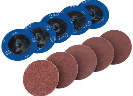 Draper Assorted Aluminium Oxide Sanding Discs, 50mm (Pack of 10) 75615 Draper - Town Tools 