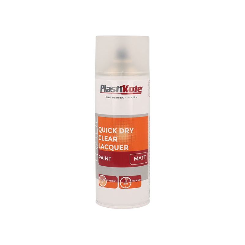Plastikote Trade Quick Dry Clear Lacquer Spray Matt 400ml PlastiKote - RockBottom Nothampton
