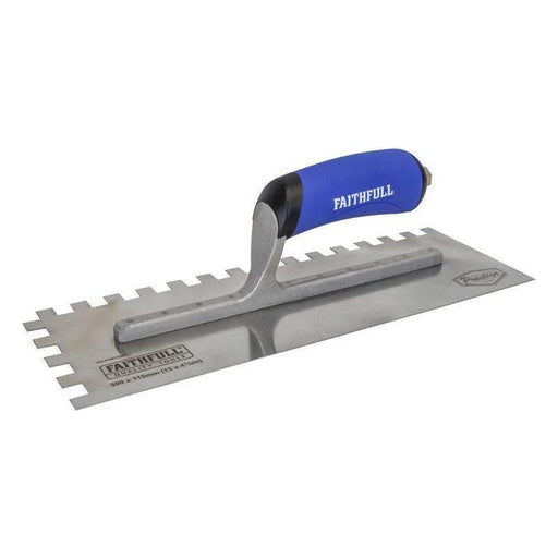 Faithfull Prestige Notched Trowel 330 x 115mm (13 x 4.1/2in) 10mm Notch Faithfull - RockBottom Northampton