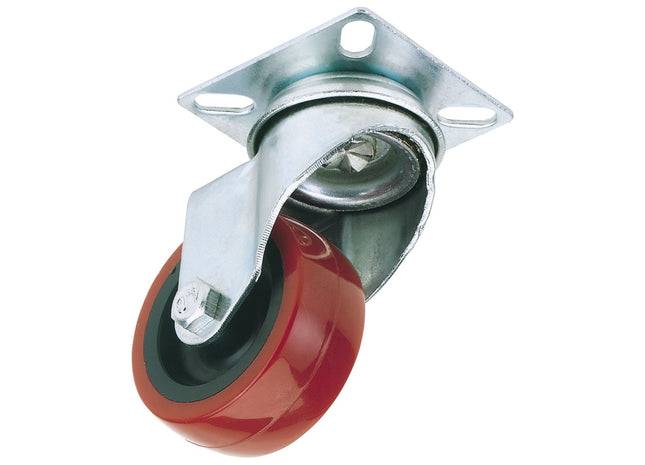 Draper Swivel Plate Fixing Polyurethane Wheel, 75mm Diameter, S.W.L. 70kg 65513 Draper - Town Tools 