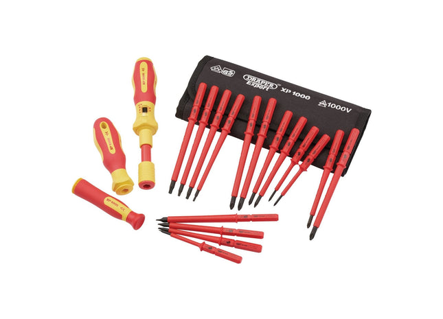 Draper XP1000 VDE Interchangeable Torque Screwdriver Set (19 Piece) 81762 Draper - Town Tools 