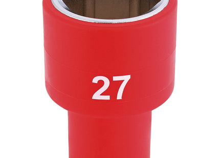 Draper Fully Insulated VDE Socket, 1/2" Sq. Dr., 27mm 31964 Draper - Town Tools 