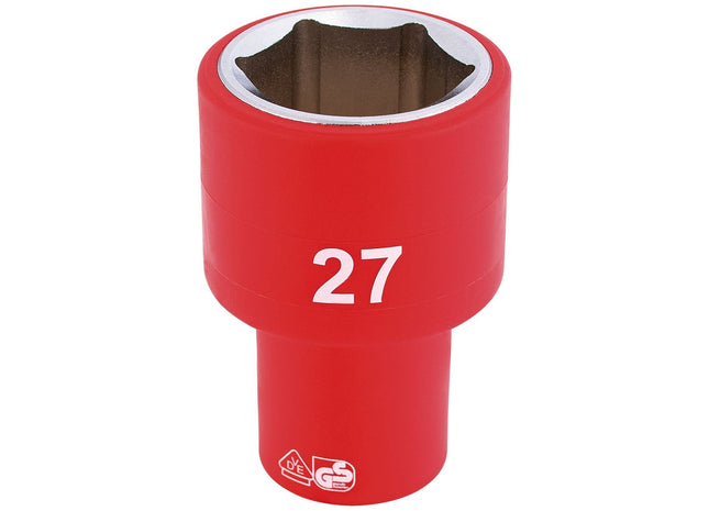 Draper Fully Insulated VDE Socket, 1/2" Sq. Dr., 27mm 31964 Draper - Town Tools 