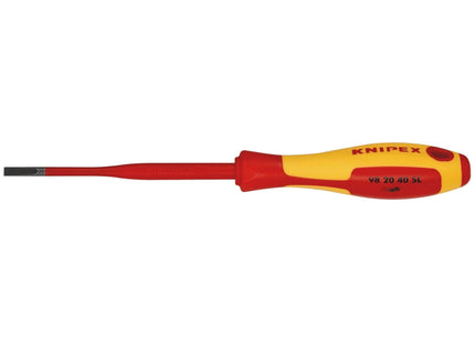 Draper Knipex 98 20 40 SL VDE Insulated Slotted Screwdriver, 4.0 x 100mm - Slim Draper - Town Tools