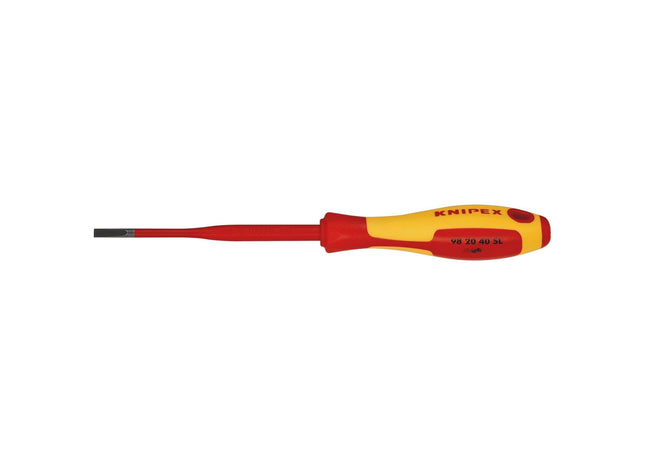 Draper Knipex 98 20 40 SL VDE Insulated Slotted Screwdriver, 4.0 x 100mm - Slim Draper - Town Tools