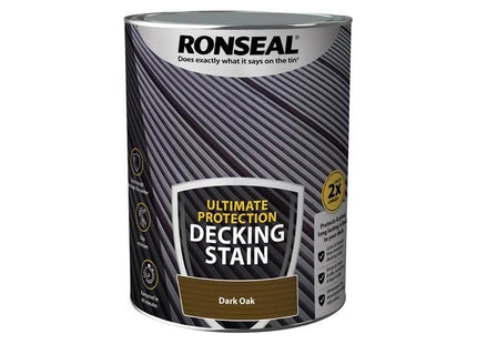 Ronseal Ultimate Protection Decking Stain Dark Oak 5 litre Ronseal - RockBottom Nothampton