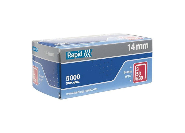 Rapid 53/14B 14mm Galvanised Staples (Box 5000) Rapid - RockBottom Nothampton