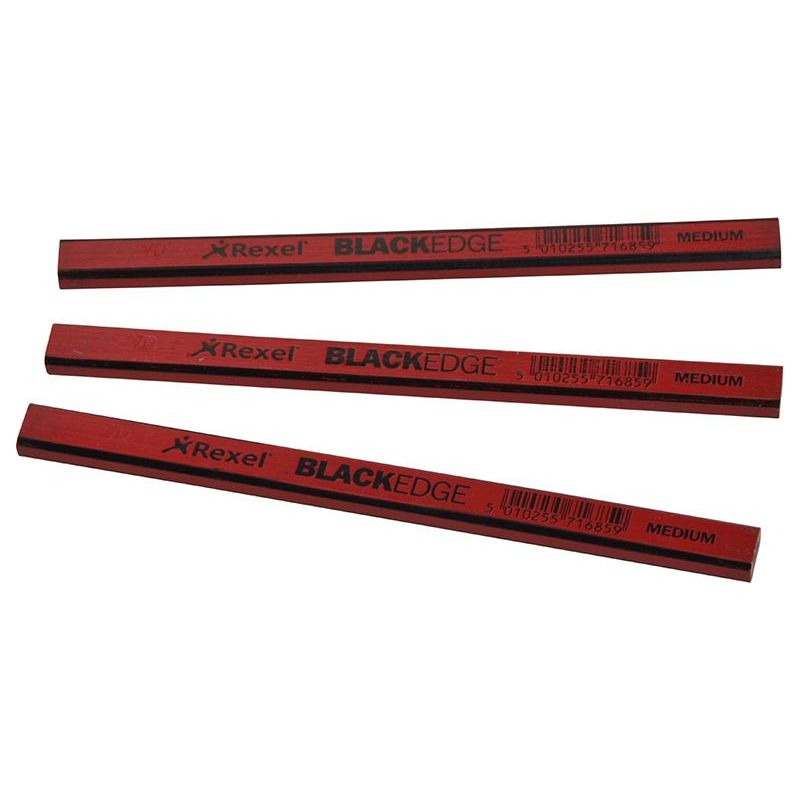 Blackedge Carpenter's Pencils - Red / Medium (Card 12) Blackedge - RockBottom Northampton