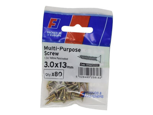 ForgeFix Multi-Purpose Pozi Screw CSK ST ZYP 3.0 x 13mm ForgePack 80 ForgeFix - RockBottom Northampton