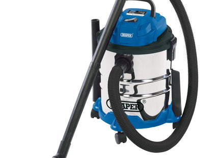 Draper Wet and Dry Vacuum Cleaner with Stainless Steel Tank, 20L, 1250W 20515 Draper - Town Tools 