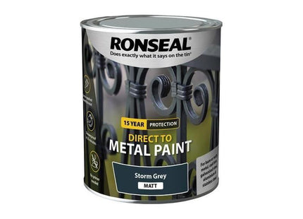Ronseal Direct to Metal Paint Storm Grey Matt 750ml Ronseal - RockBottom Nothampton
