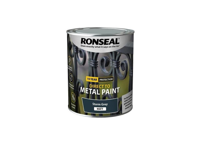 Ronseal Direct to Metal Paint Storm Grey Matt 750ml Ronseal - RockBottom Nothampton