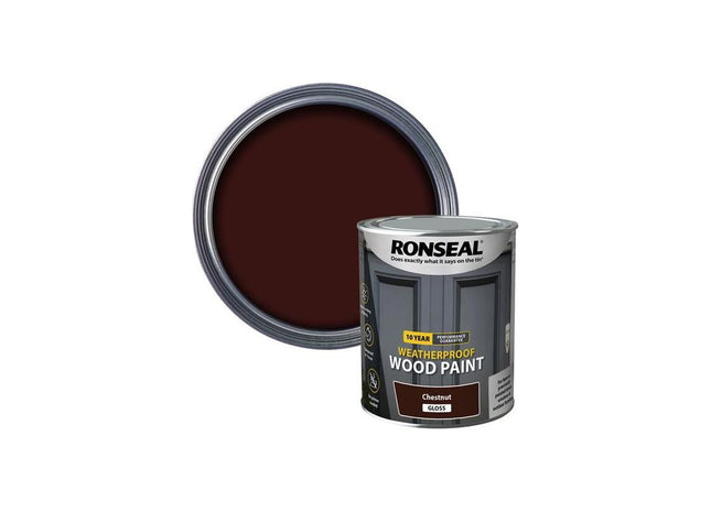 Ronseal 10 Year Weatherproof Wood Paint Chestnut Gloss 750ml Ronseal - RockBottom Nothampton