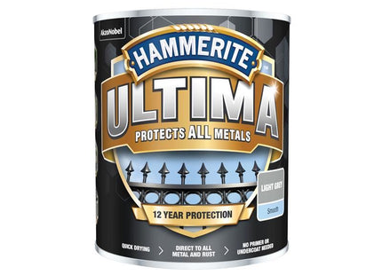 Hammerite Ultima Metal Paint Smooth Light Grey 750ml Hammerite - RockBottom Northampton