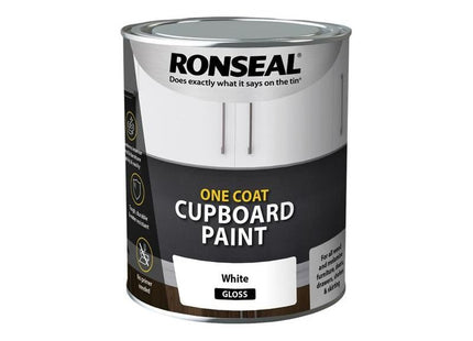 Ronseal One Coat Cupboard Paint White Gloss 750ml Ronseal - RockBottom Nothampton