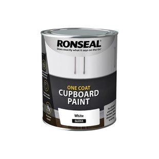 Ronseal One Coat Cupboard Paint White Gloss 750ml Ronseal - RockBottom Nothampton
