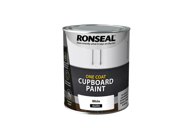 Ronseal One Coat Cupboard Paint White Gloss 750ml Ronseal - RockBottom Nothampton