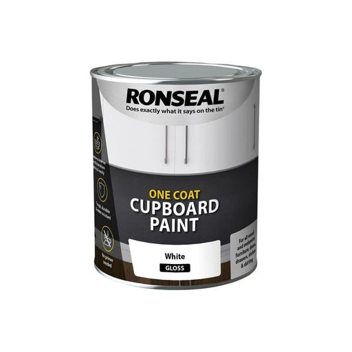 Ronseal One Coat Cupboard Paint White Gloss 750ml Ronseal - RockBottom Nothampton