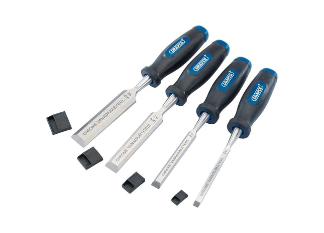 Draper Soft Grip Bevel Edge Wood Chisel Set (4 Piece) 83351 Draper - Town Tools 