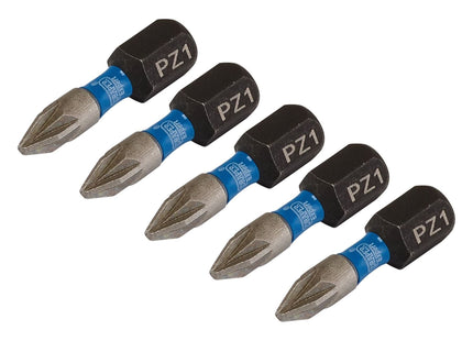 Draper Expert PZ-Type Impact Screwdriver Bits, No.1 x 25mm, 1/4" Hex (Pack of 5) Draper - Town Tools 