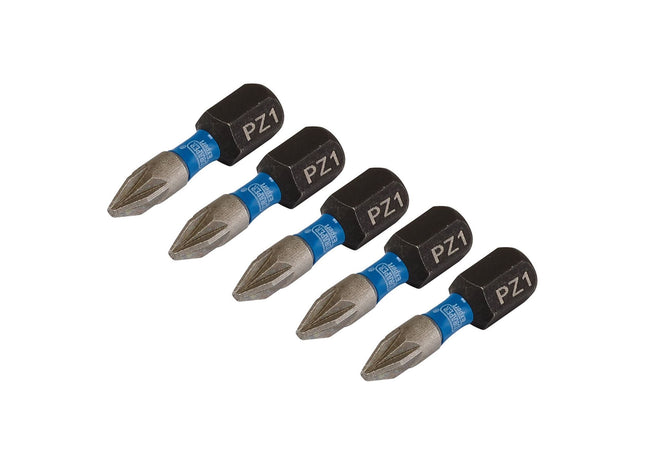 Draper Expert PZ-Type Impact Screwdriver Bits, No.1 x 25mm, 1/4" Hex (Pack of 5) Draper - Town Tools 