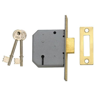 Union 2177 3 Lever Mortice Deadlock Polished Brass 77.5mm 3in Visi UNION - RockBottom Northampton