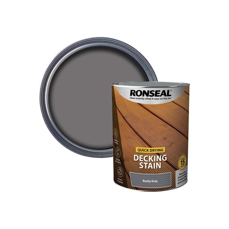 Ronseal Quick Drying Decking Stain Rocky Grey 5 litre Ronseal - RockBottom Nothampton