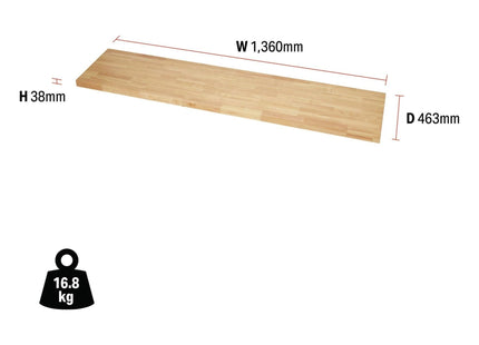 Draper BUNKER Modular Hardwood Worktop, 1360mm 33182 Draper - Town Tools 