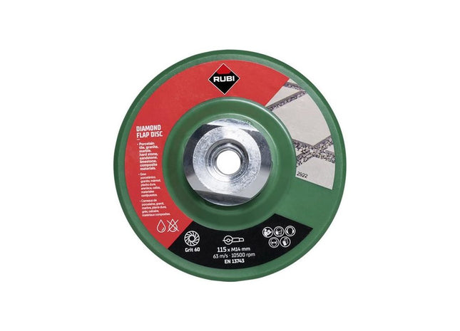 Rubi Tiling Tools Diamond Flap Disc 115mm x 50/60 Grit RUBI TILING TOOLS - RockBottom Nothampton